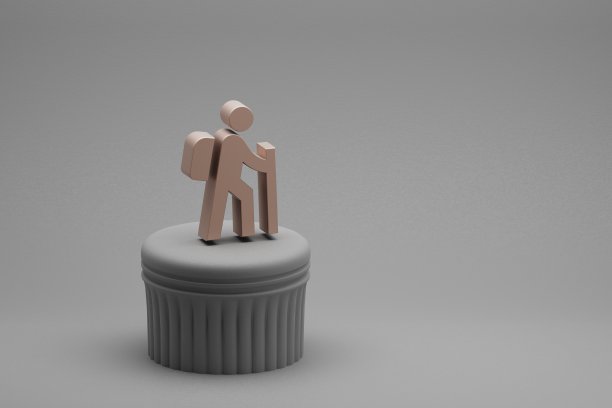 美丽的抽象插图徒步符号图标在一个柱和美妙的背景。3 d渲染插图。背景图案设计。图片下载