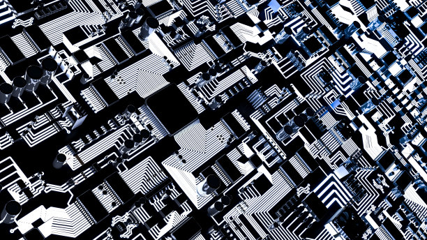 照明电路板的高角度视图图片下载