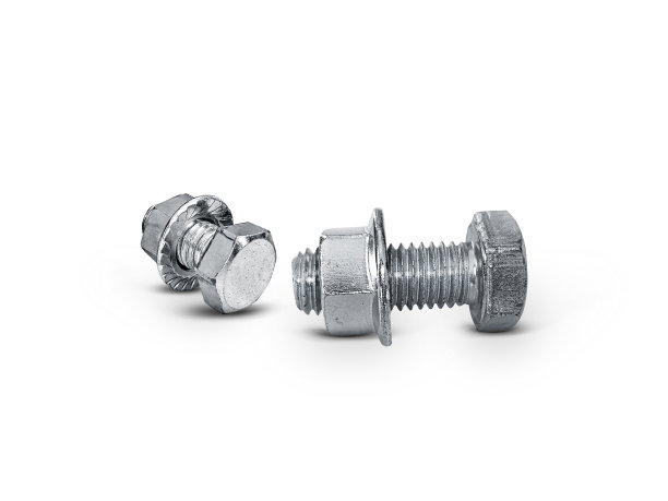 白色背景上的螺母和螺钉图片下载