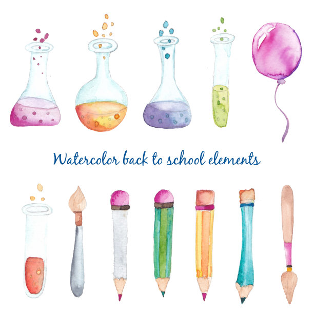 水彩回归学校元素图片下载