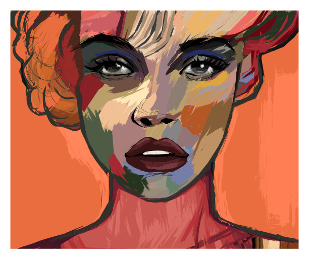 一个美丽女人的彩色肖像图片下载