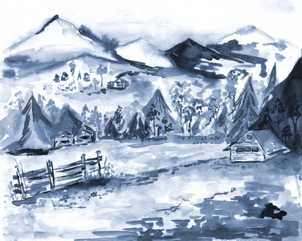 现代水彩风景图片下载