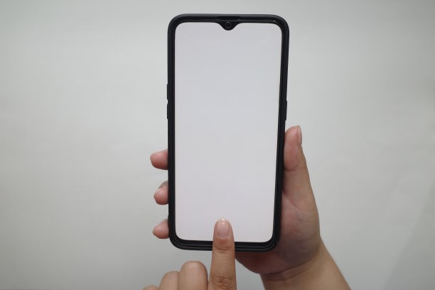 手持式手机模拟触摸屏白色背景图片下载