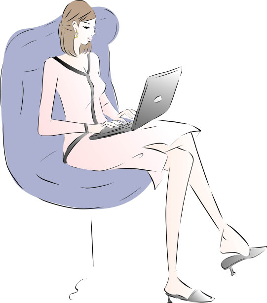 在电脑前工作的女人图片下载