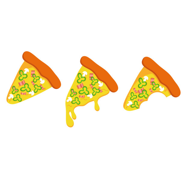向量片意大利辣香肠培根披萨。快餐插图图片下载