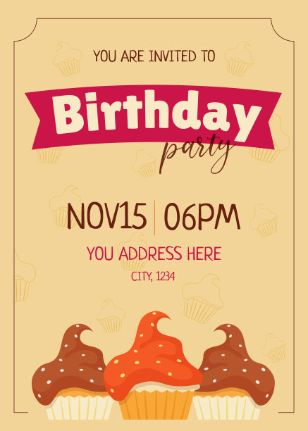 生日邀请。向量柔和的模板图片下载