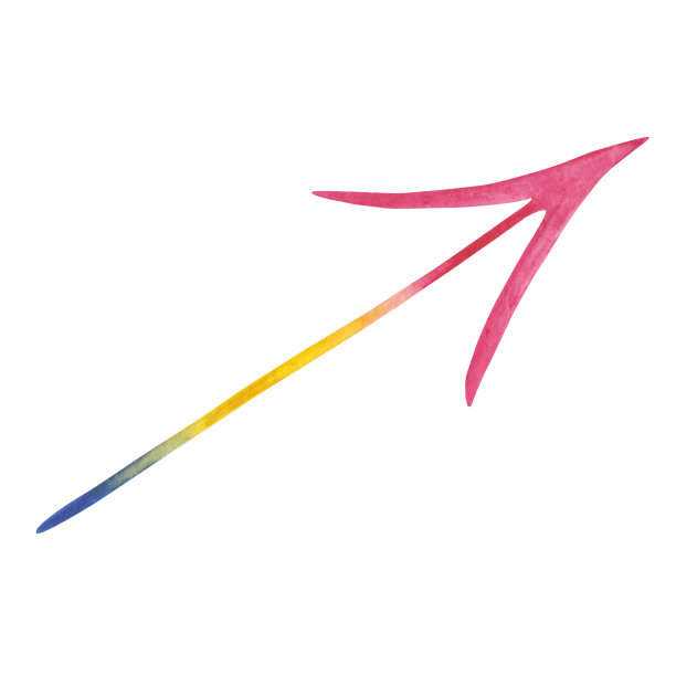 水彩插图手绘彩色箭头显示道路，方向上的道路。用粉色、黄色、蓝色来标识图片下载