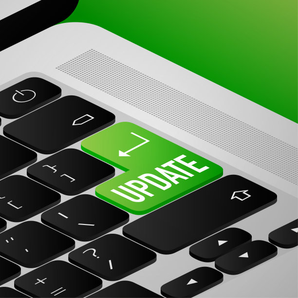 更新白色背景上的绿色按钮。蓝色的旗帜。矢量图图片下载