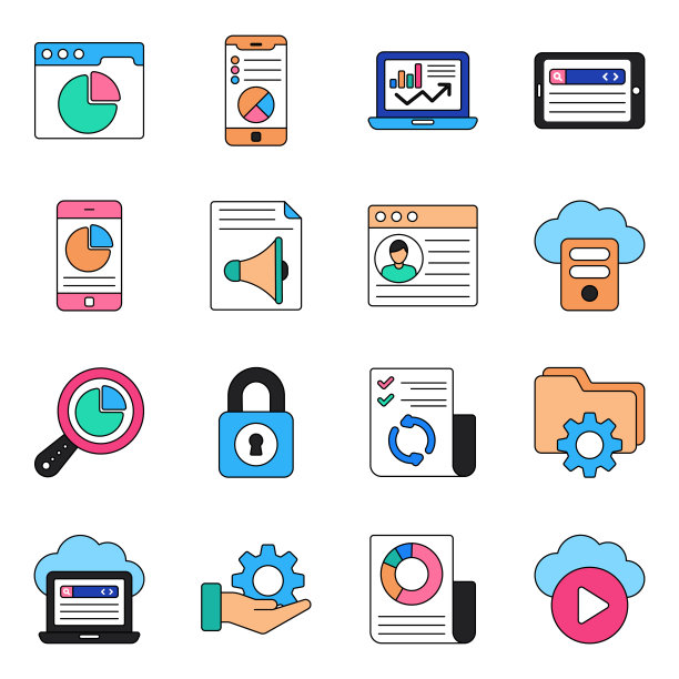 数据与SEO扁平图标包图片下载