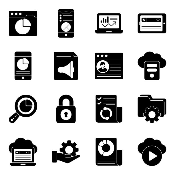 数据与SEO字形图标包图片下载