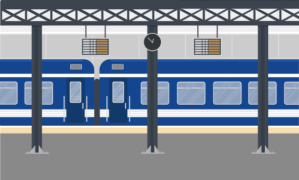 地铁站里的蓝色客运列车图片下载