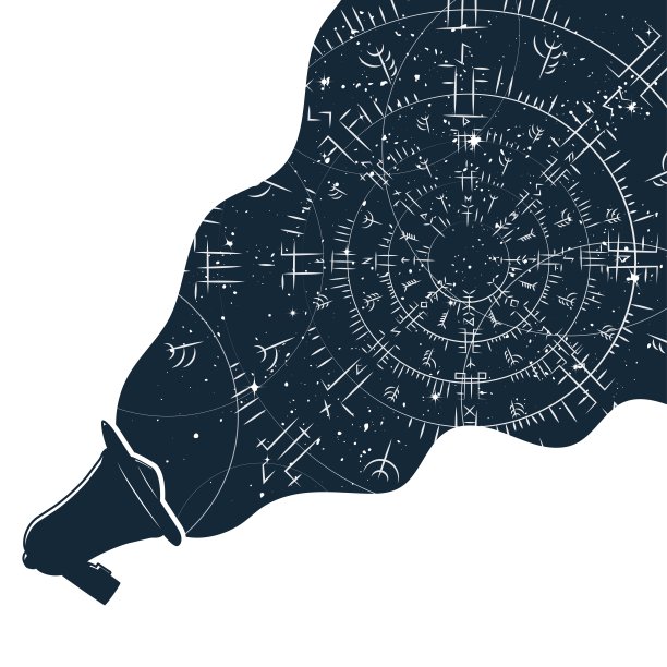 有星星、天空和符文符号的说话者图片下载