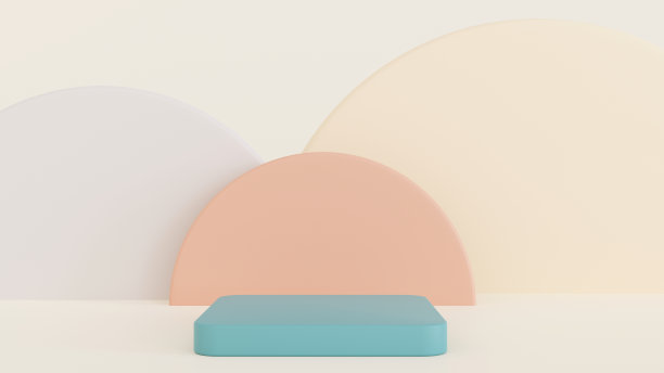 空粉彩裙台配几何造型底座，用于产品展示展示、3D渲染。图片下载