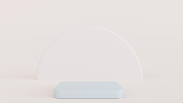 空粉彩裙台配几何造型底座，用于产品展示展示、3D渲染。图片下载