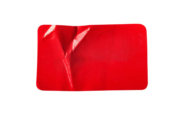 红纸不干胶标签孤立在白色背景图片下载