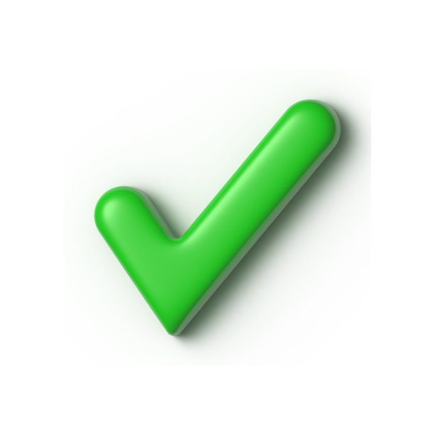 绿色复选标记图标孤立在白色背景与阴影。3 d渲染。图片下载
