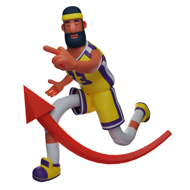 3D篮球运动员卡通插图跑得很快图片下载
