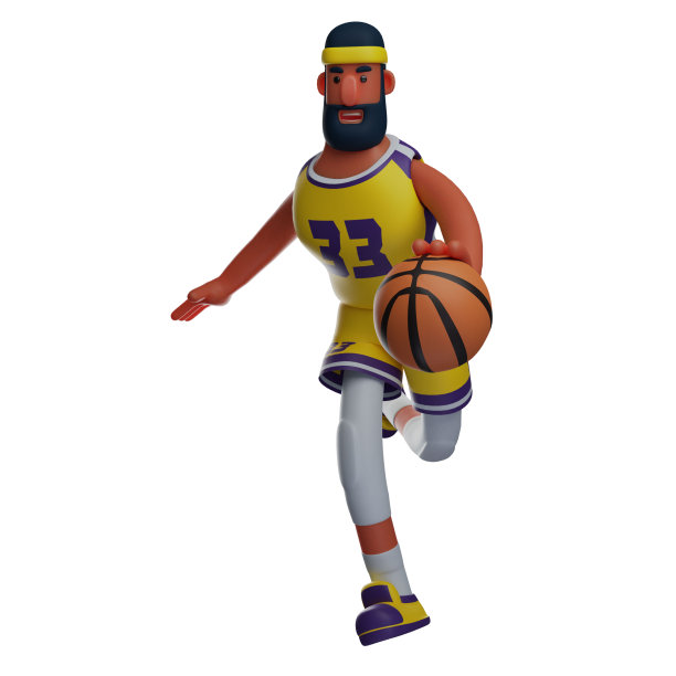 3D篮球运动员卡通人物运球篮球图片下载