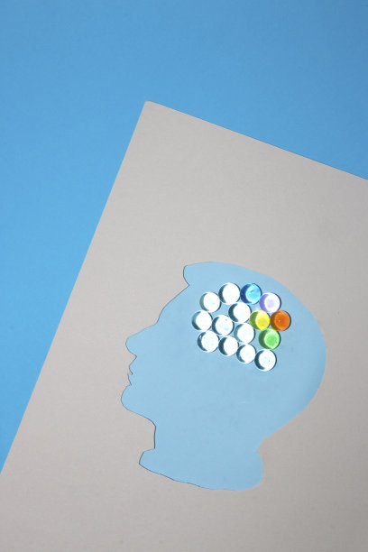 纸头在蓝色的背景上，脑中有抽象的珠子，脑中有一些色彩缤纷的创意创意图片下载