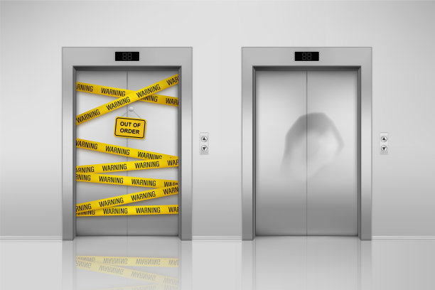 设置隔离的故障电梯，电梯门关闭图片下载