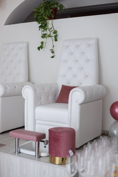 美丽的大白色皮革扶手椅与钻石水晶镶嵌图片下载