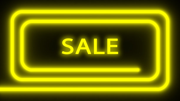 照明文字标志销售- 3D插图图片下载