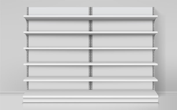 现实的空货架或货架的商店图片下载