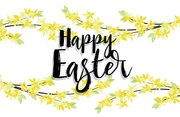 黄色鲜花卡片复活节快乐图片下载