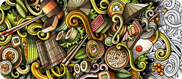 日本食品手绘涂鸦横幅卡通图片下载