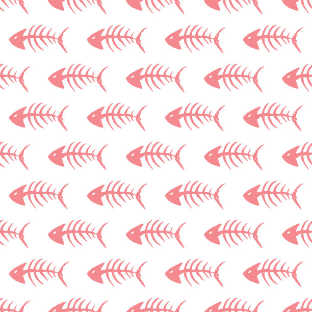 鱼骨无缝图案鱼骨涂鸦图片下载