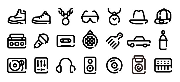 嘻哈图标设置(软粗体线版本)图片下载