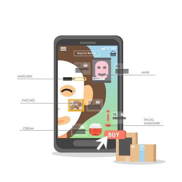 网上美容店扁平化风格设计图片下载