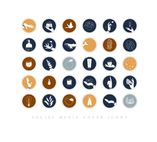 手和化妆品社交媒体覆盖图标蓝色图片下载