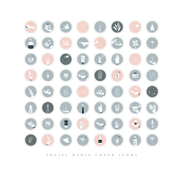 手和化妆品社交媒体封面图标灰色图片下载