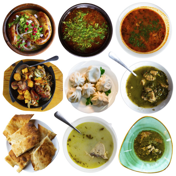 一套格鲁吉亚菜孤立在白色图片下载