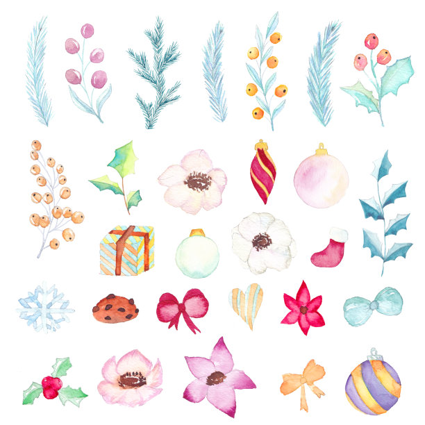 水彩圣诞元素图片下载