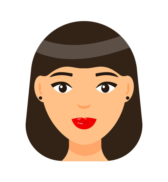 棕色头发的女孩红嘴唇短波波头图片下载