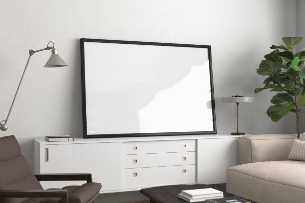 黑色水平框架模型上的橱柜。图片下载