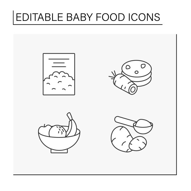 婴儿食品线图标设置图片下载