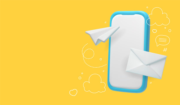 一个电话，一封信和一个纸飞机。图片下载