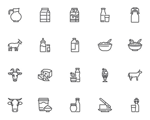 乳制品系列图标设置图片下载