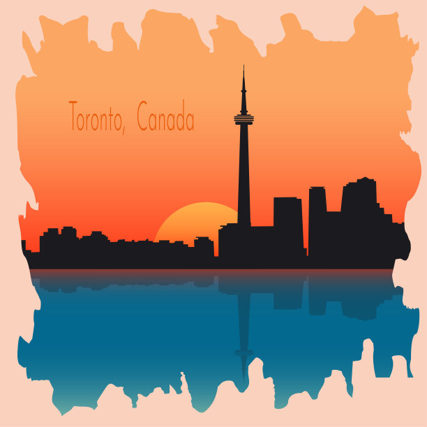 多伦多城市天际线。复古的风格图片下载