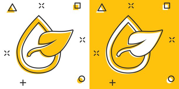 自然滴水图标在漫画风格。液体卡通矢量插图白色孤立的背景。水滴飞溅效应的经营理念。图片下载