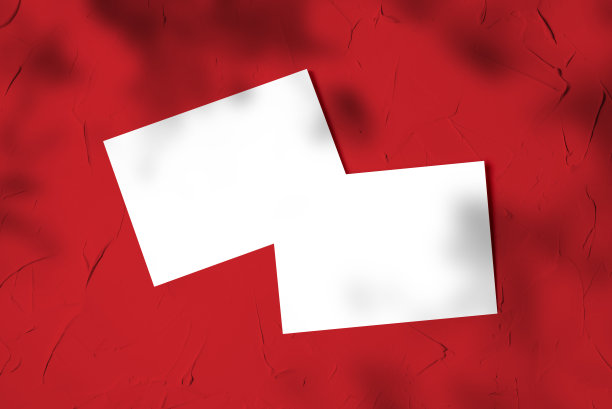 模型与企业名片上的红色纹理背景与阴影图片下载