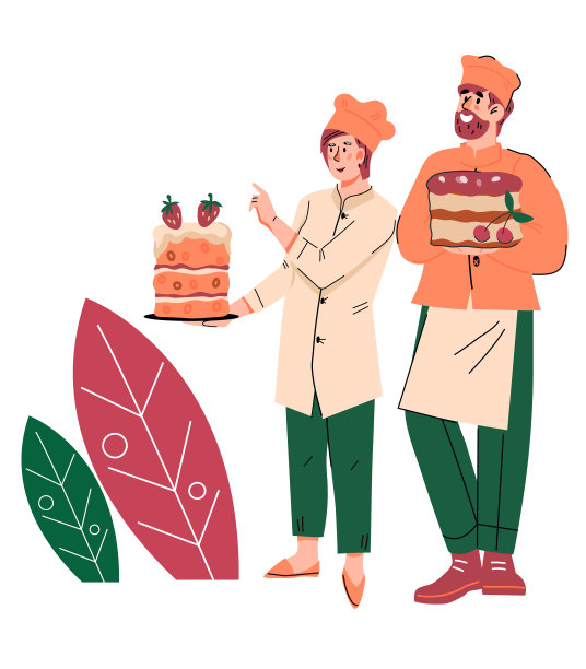 糕点师或糕点师用喜庆的婚礼蛋糕，矢量隔离。图片下载