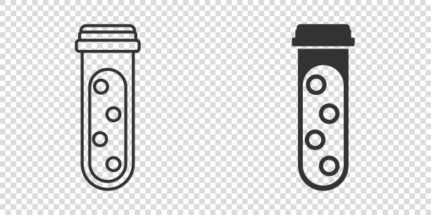 血液测试管图标在平面风格。孤立背景下的血液学媒介插图。实验室烧瓶标识的经营理念。图片下载