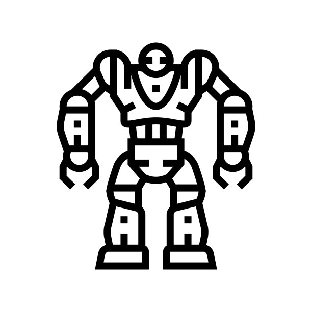 机器人机器人线条图标矢量插图图片下载