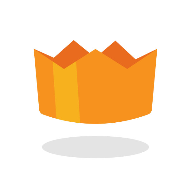 皇冠矢量国王或皇后黄金图标平面设计，皇家皇冠金色可爱的3d对象孤立在白色卡通插图图像剪贴画图片下载