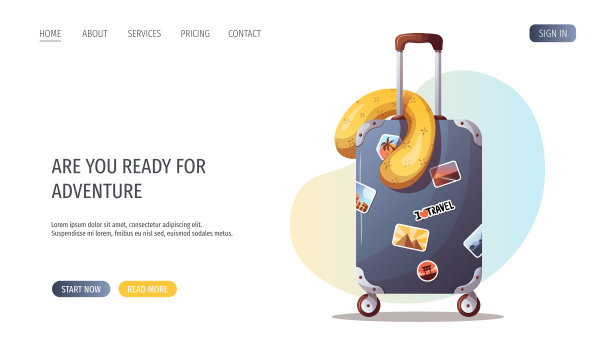 行李箱,旅行枕头。图片下载