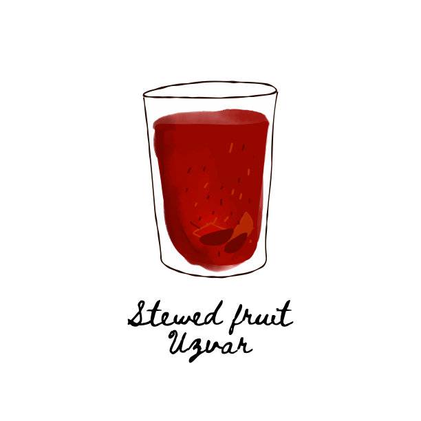 乌克兰乌兹瓦干果拼盘图，白色背景图片下载